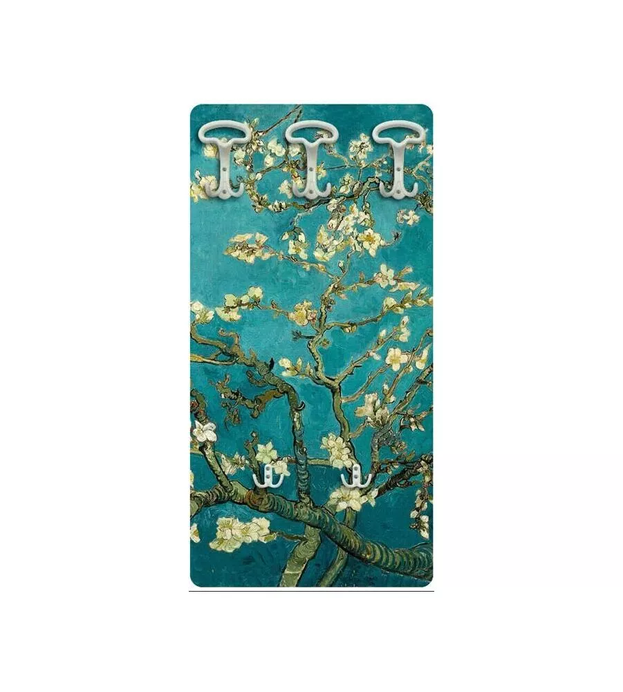 ATTACCAPANNI "VAN GOGH" IN LEGNO CON 5 GANCI, 45X90X1 CM